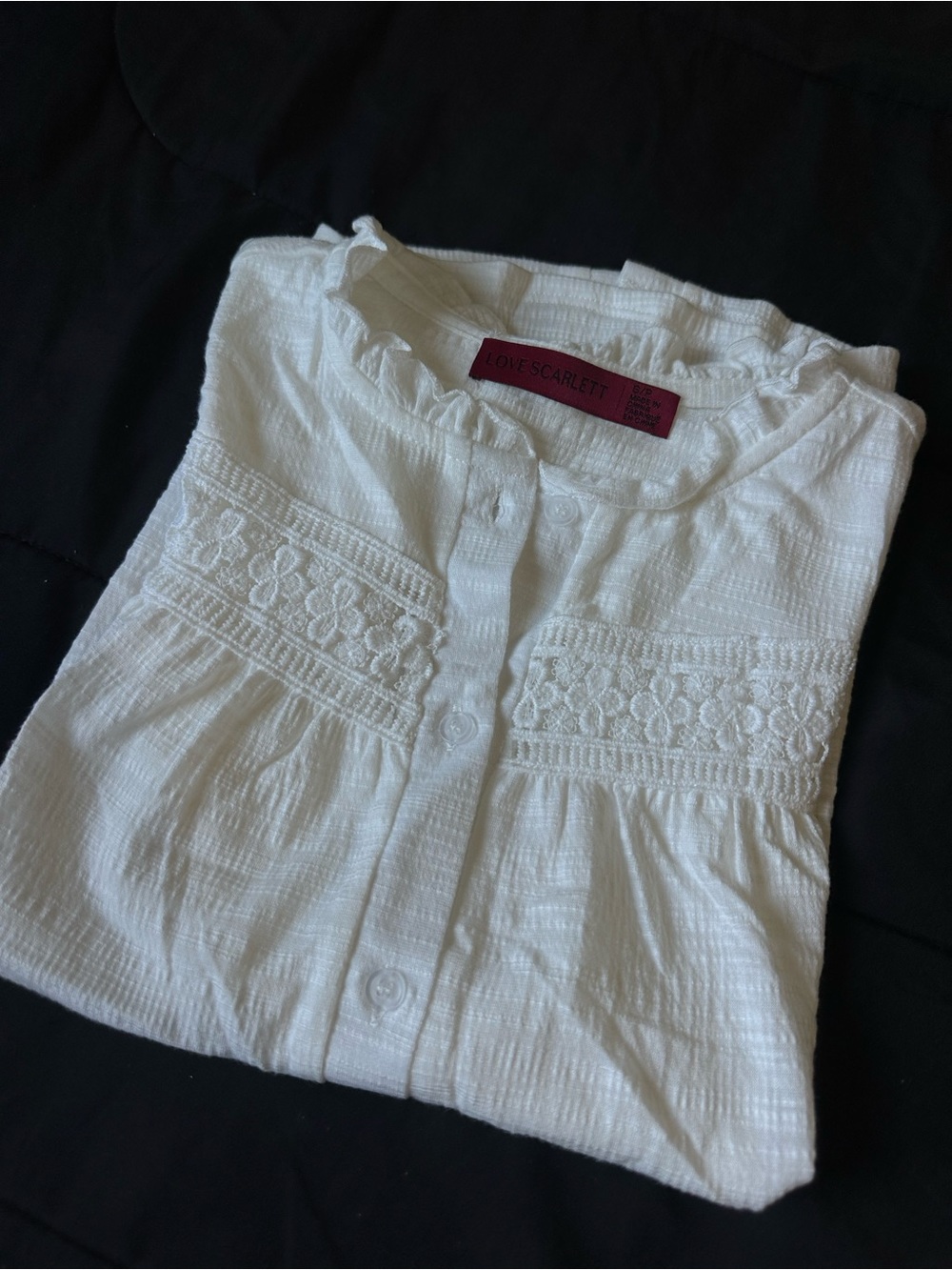 LOVE SCARLETT White Gauze Top with Pink Logo Tag